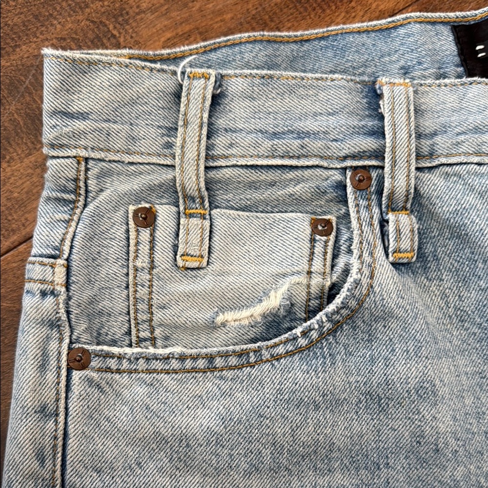 Light Blue Distressed Jean Shorts Cut-Off Style - Picture 3 of 8